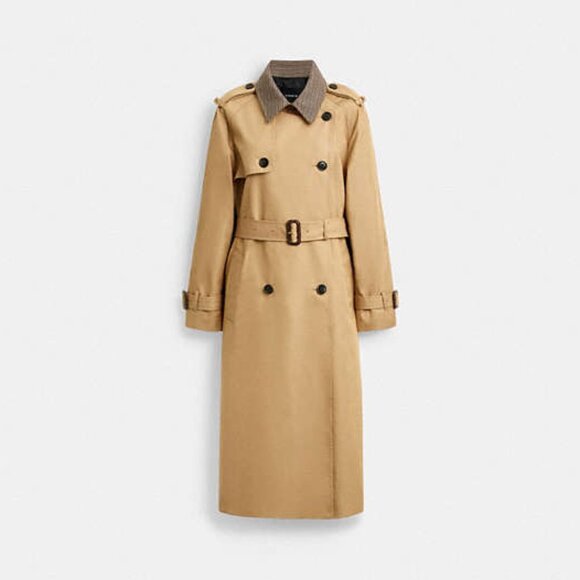 Mixed Material Trench Coat - Picture 1 of 10